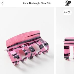 Urban Outfitters Xena Striped Rectangle Hair Claw Clip Black Pink